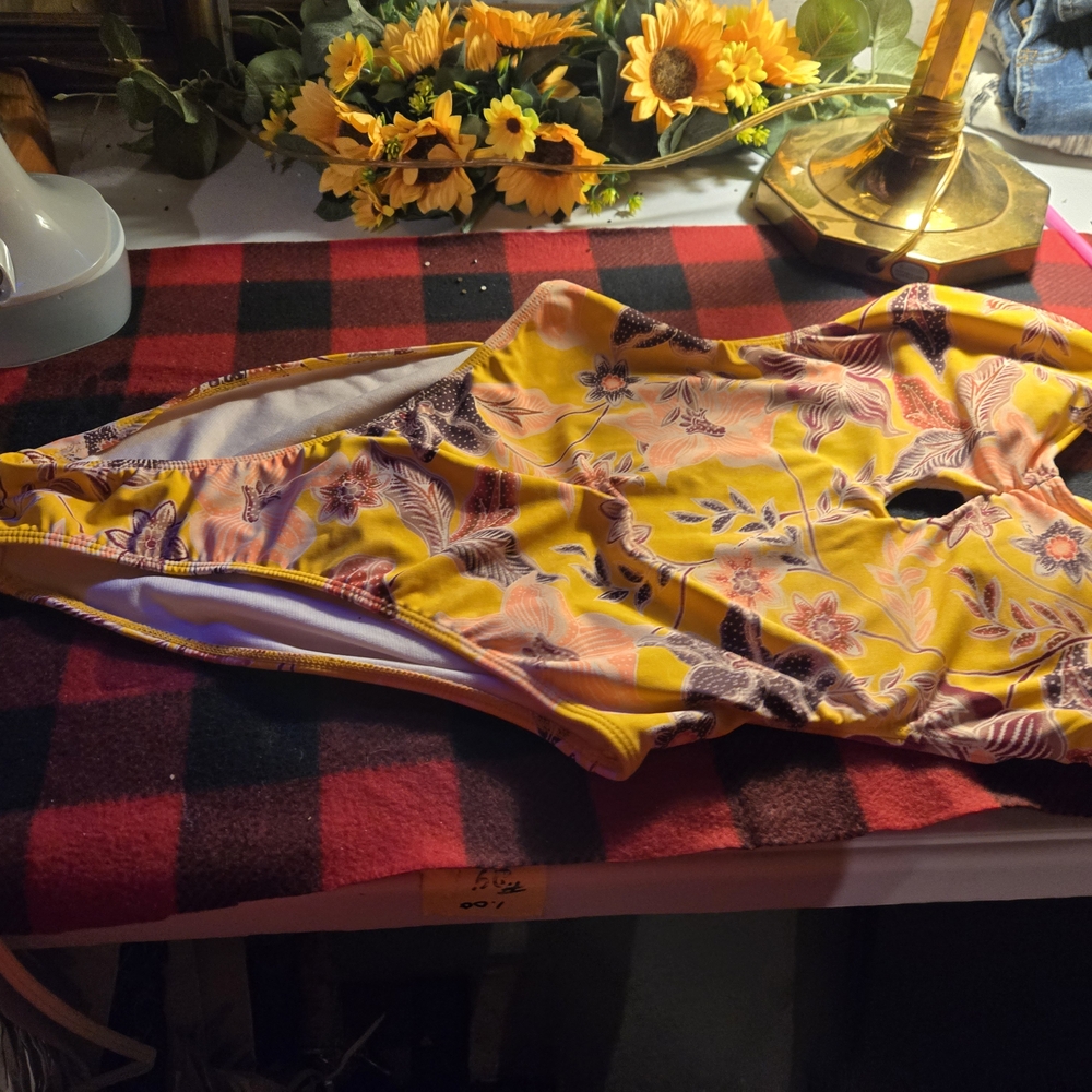 No Boundaries Yellow Floral One Piece Swimsuit